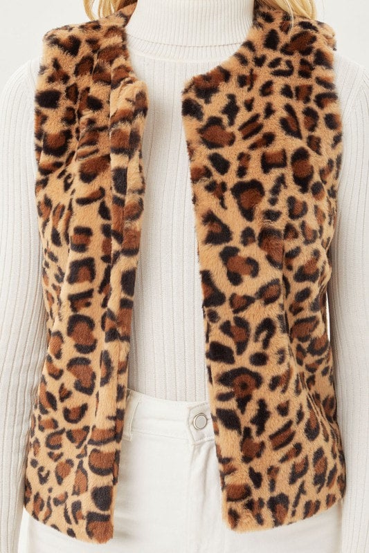 Faux Fur Leopard Vest deals