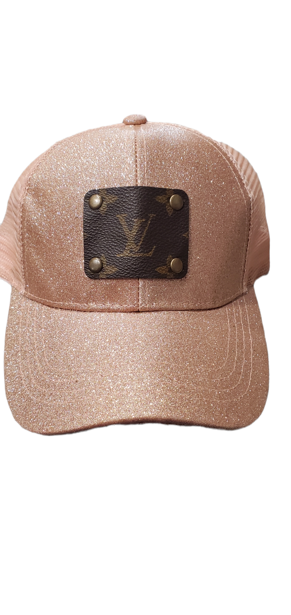 Upcycled LV C.C. Baseball Hat, Criss Cross Back