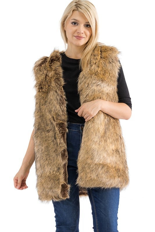 Shaggy faux outlet fur vest